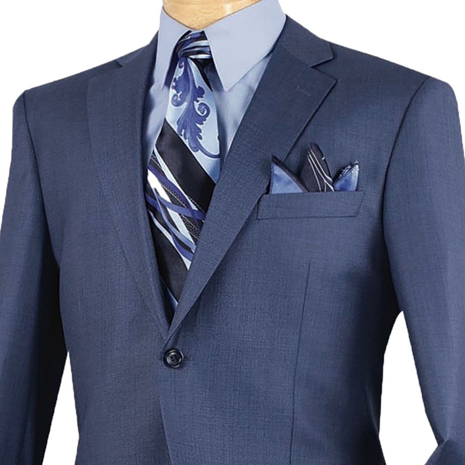 VINCI Men’s Blue Textured Weave 2-Button Classic-Fit Suit – NEW