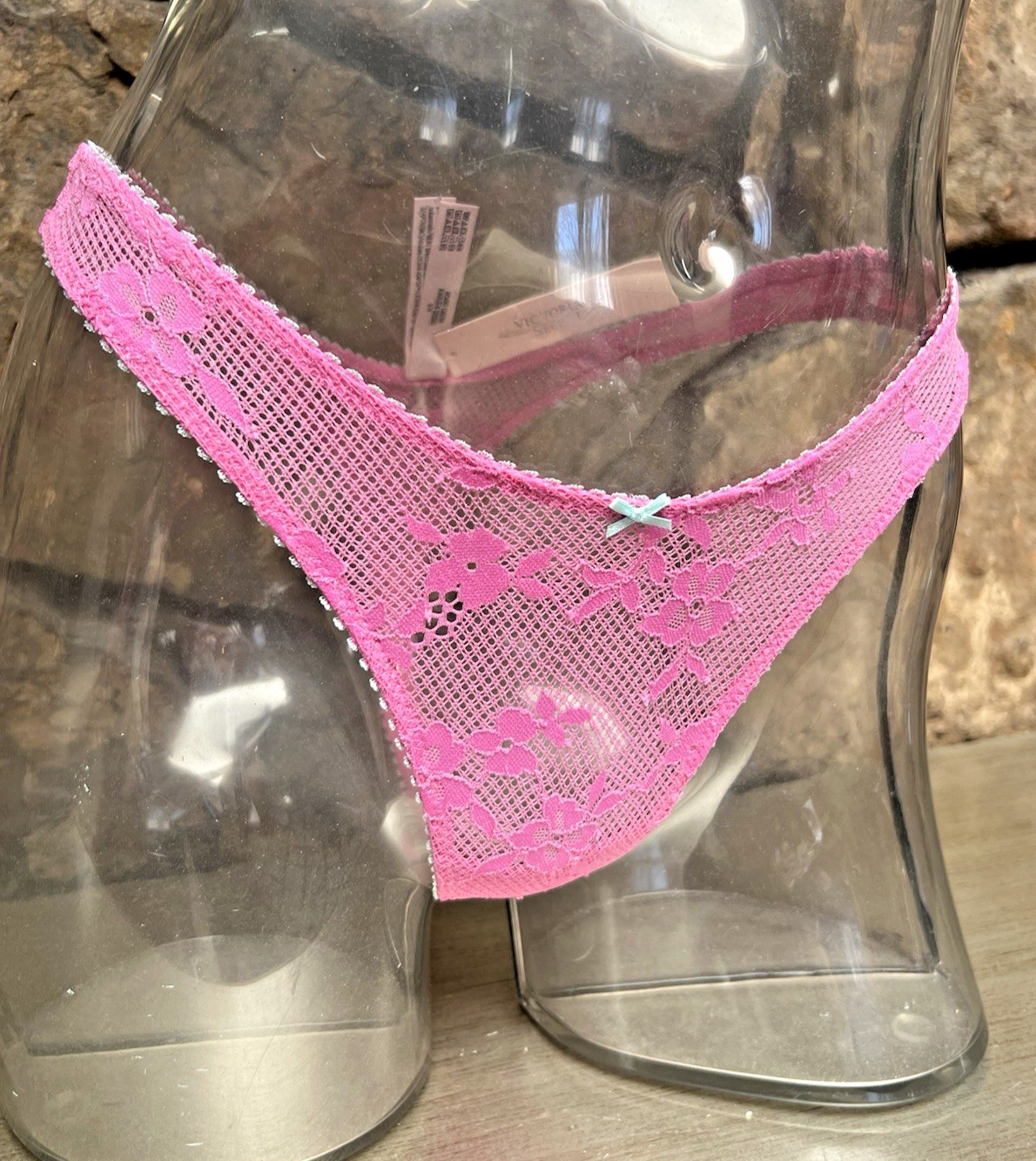 Victoria’s Secret Tease High Leg Scoop THONG Panty Sz XS New Peony/Waterfall NWT