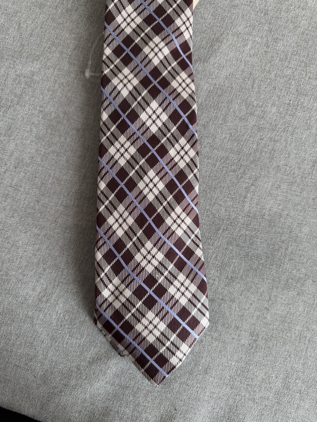 Valentino Burgundy Plaid Silk Necktie 3.25 In Wide NWT