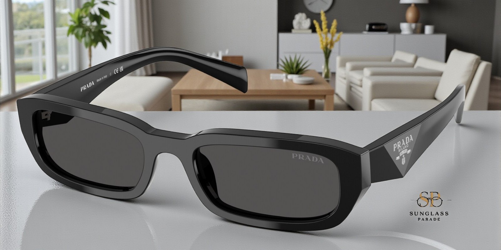 PRADA PR B06S 16K08Z Black Dark Grey 53 mm Women’s Sunglasses