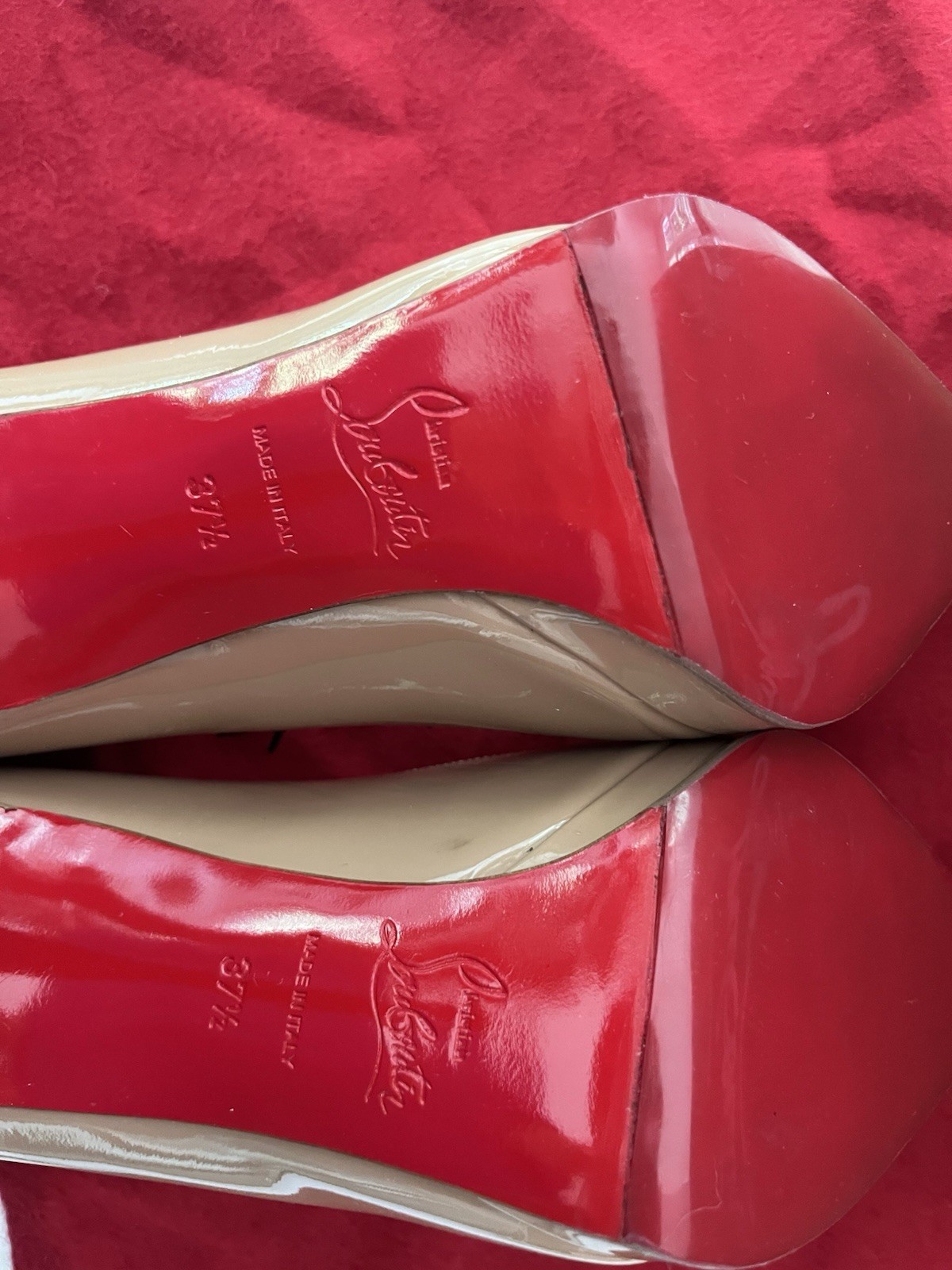 Christian Louboutin Women’s Beige Patent Leather Pointed Platform Pumps EU 37.5