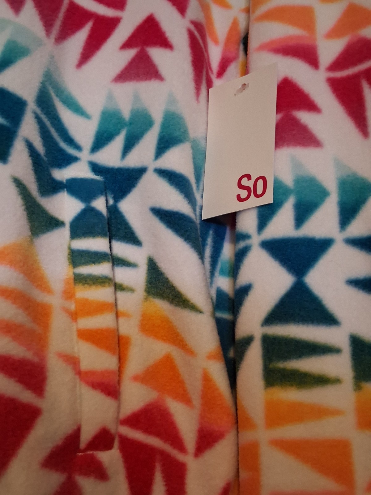 SO Girls XL (14/16) Fleece 1/4 Zip Pullover Sweatshirt Pockets Geometric