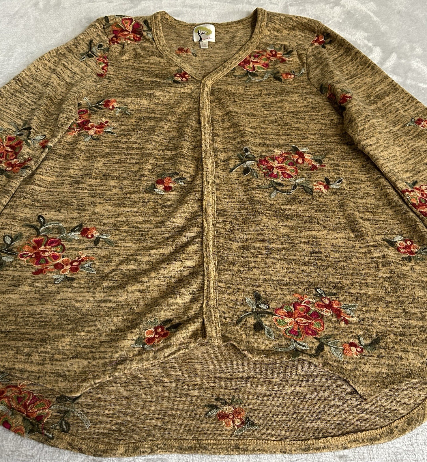 Fig and Flower Boho Tunic Top Plus Sz1X Floral Embroidered Cottagecore Peasant
