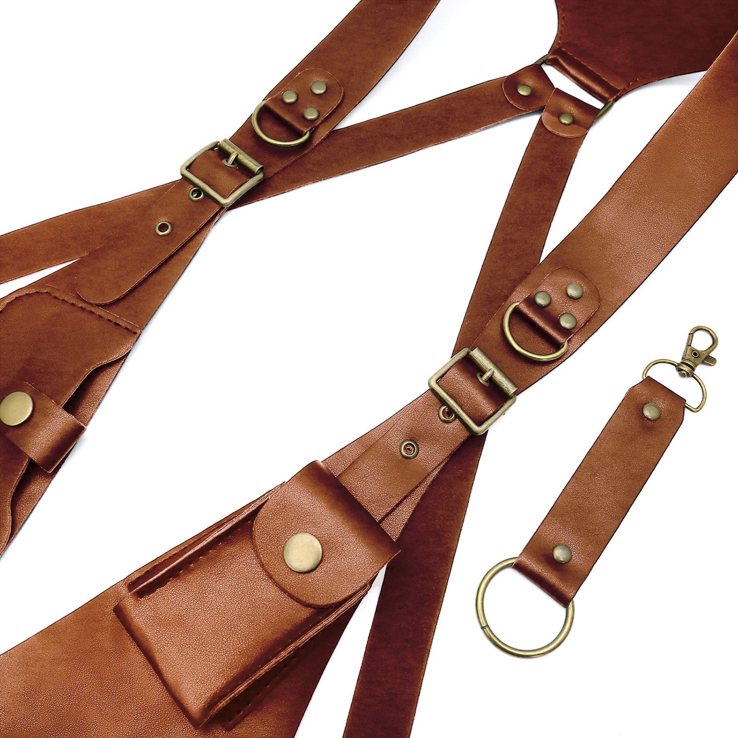 Adjustable Strap Holster Vest Bag PU Leather Double Shoulder Armpit Bag Hidden