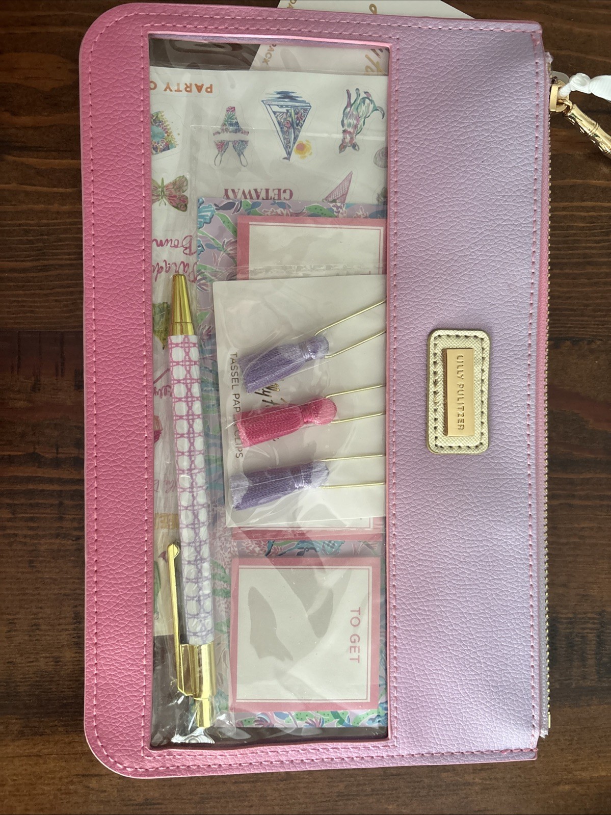 Lilly Pulitzer agenda bonus pack Stickers Bag sticky Notes Pen And Tassel Clips