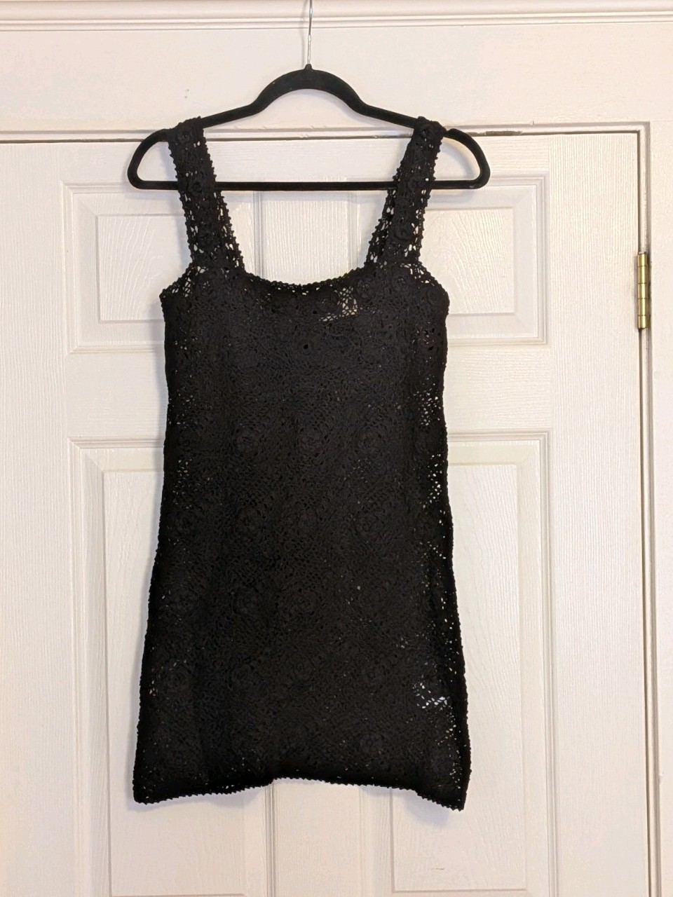 Doen Heirloom Eloise Black Crochet Mini Dress Size M Excellent Condition