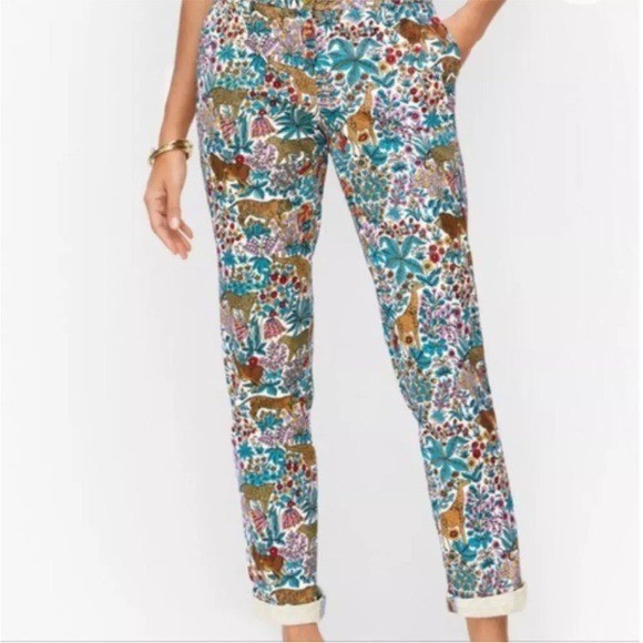 Talbots Pants Tropical Safari Relaxed Chino Ankle Length Size 2