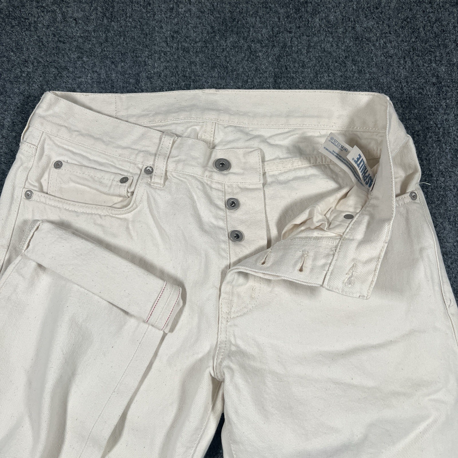 Asphalte Denim Jeans Selvedge Cream White Men’s Size 31×33 Portugal