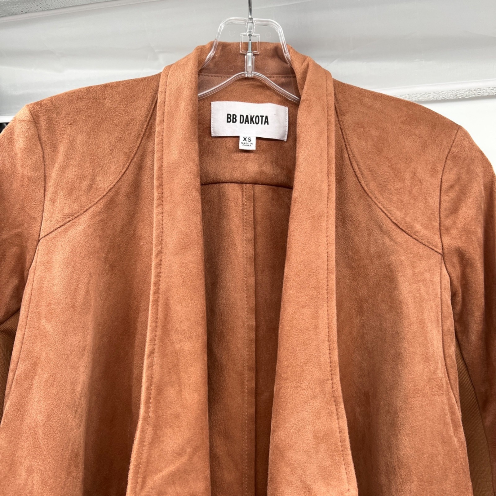 BB Dakota Womens Faux Suede Jacket Open Front Pockets Spice Size XS
