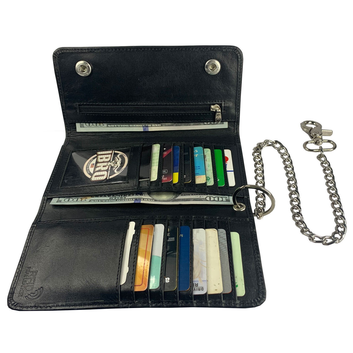 IBRO Motorcycle Chain Wallet for Men – 100% Natural Genuine Leather, Long