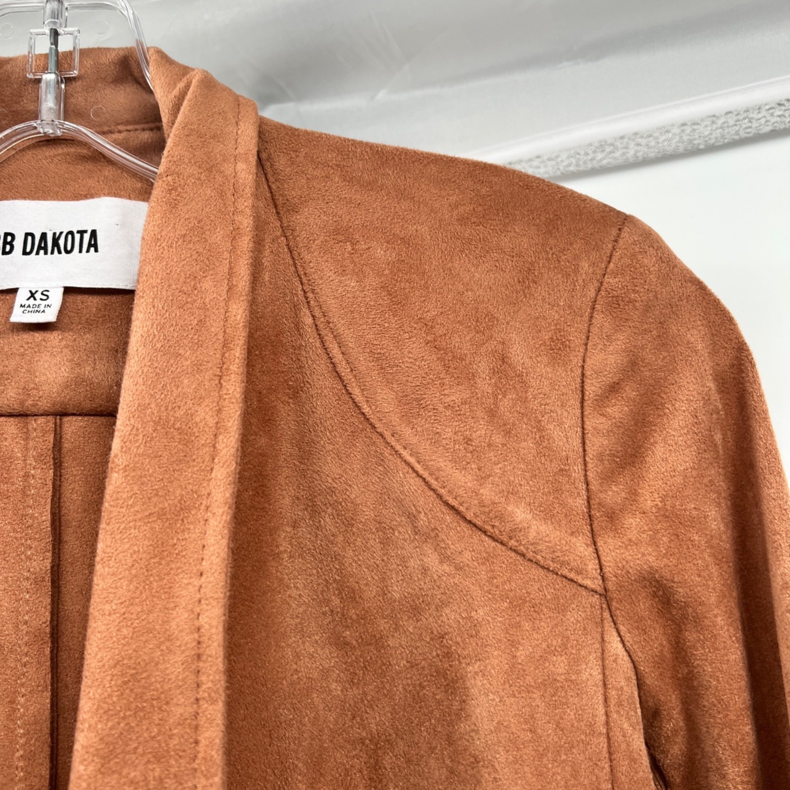 BB Dakota Womens Faux Suede Jacket Open Front Pockets Spice Size XS