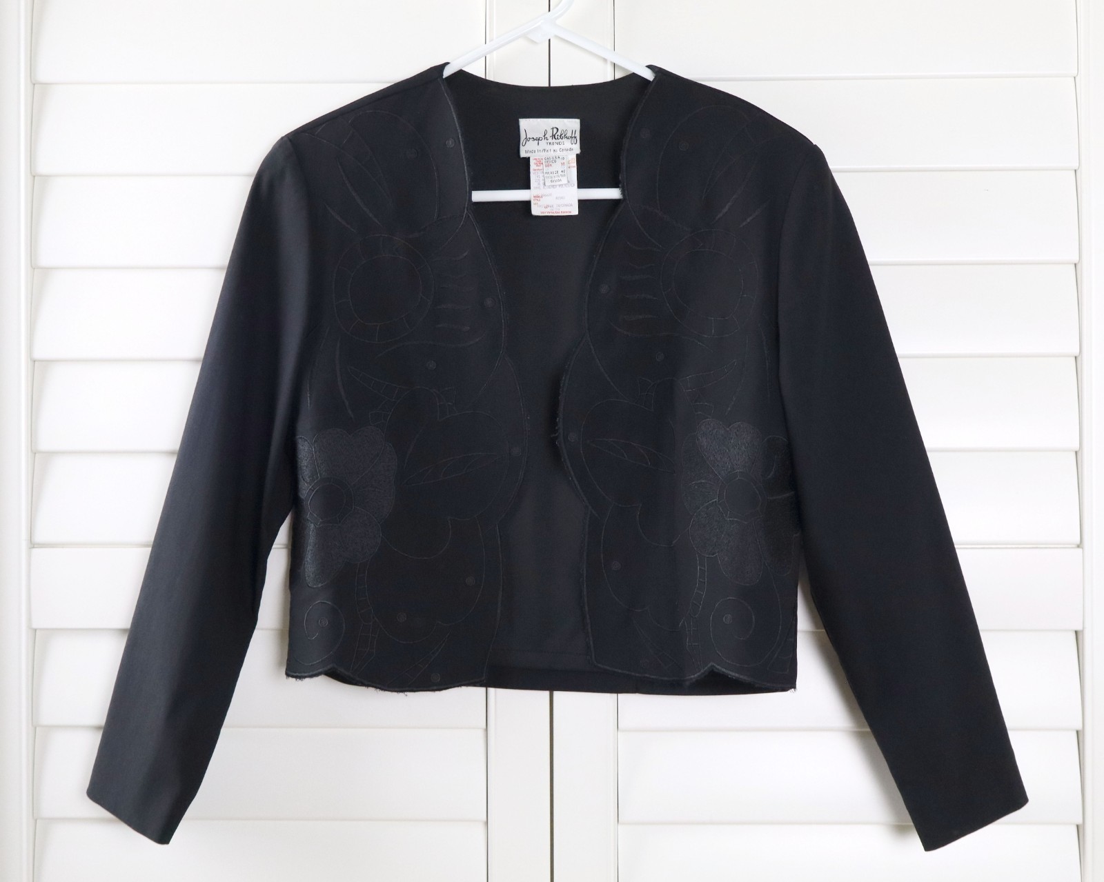 JOSEPH RIBKOFF Trends $285 Floral Embroidered Cropped Scallop Jacket Top Size 10