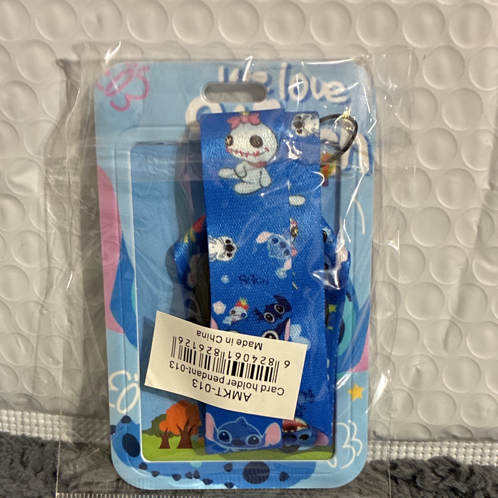 Disney Lilo & Stitch Stitch ID Badge Holder with Lanyard, Blue Plastic