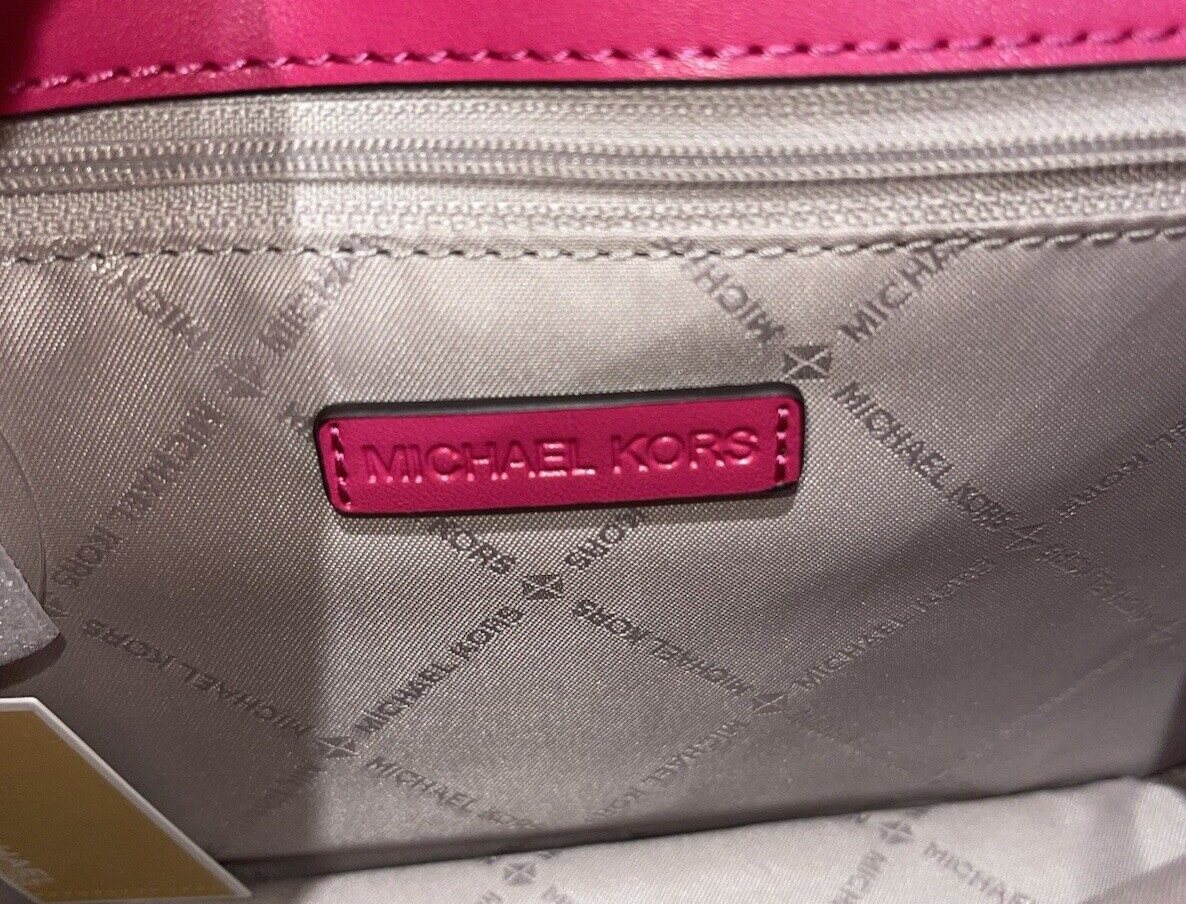 MICHAEL KORS GREENWICH SMALL FLAP CROSSBODY MK CHAIN BAG TOTE PINK ANIMAL ZEBRA