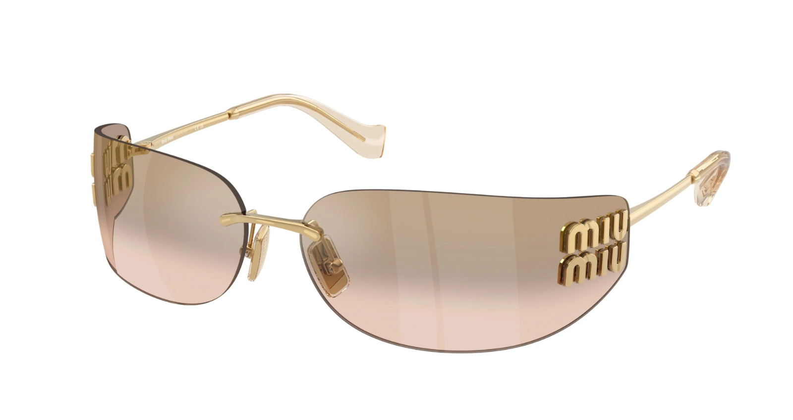 MIU MIU MU A51S 5AK20P Rectangle Sunglasses in Gold with Brown Lens NEW 100%
