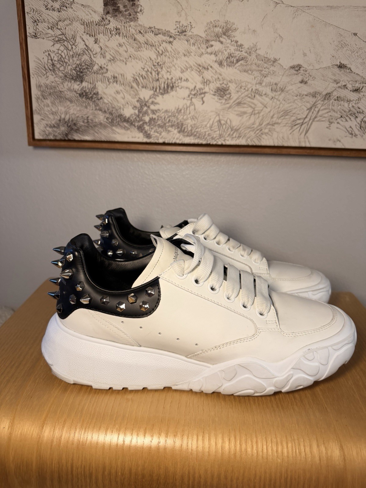 Alexander McQueen Counter Spike Leather Low-Top Sneakers White sneakers 10US/ 40