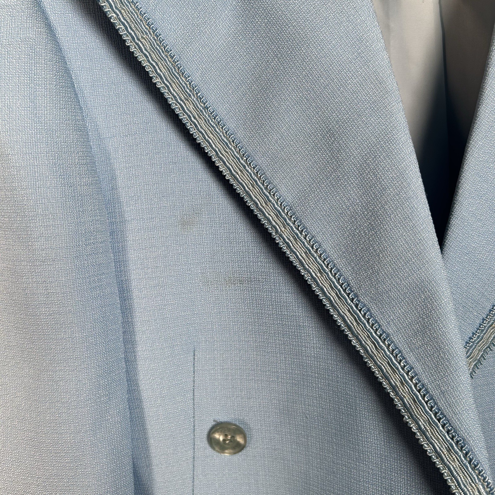 VTG 70s After Six Baby Blue Tuxedo Tail Coat Suit Jacket Mens 38R Deadstock