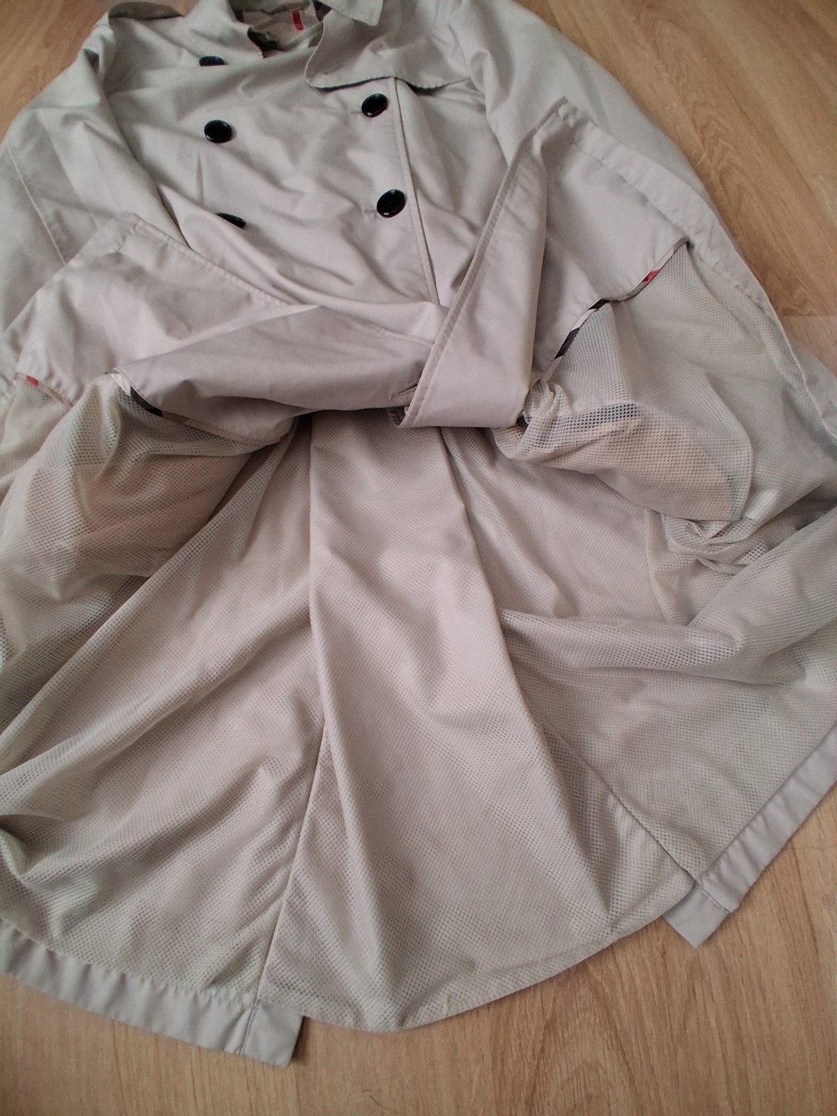 Burberry Brit Beige Double-Breasted Belted Long Trench Coat Pockets UK 6