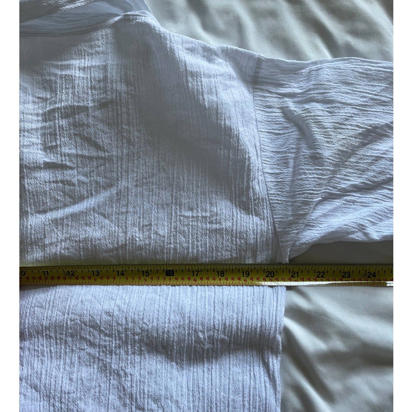 100% Cotton Gauze White Short Sleeve Button Down Top Women Large Coastal Resort