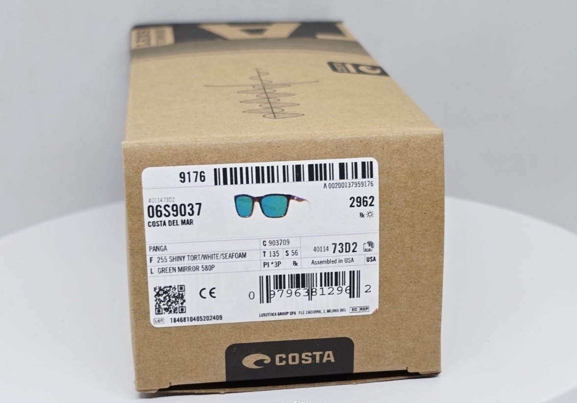 COSTA DEL MAR shiny tortoise/green mirror PANGA polarized 580P sunglasses NEW!