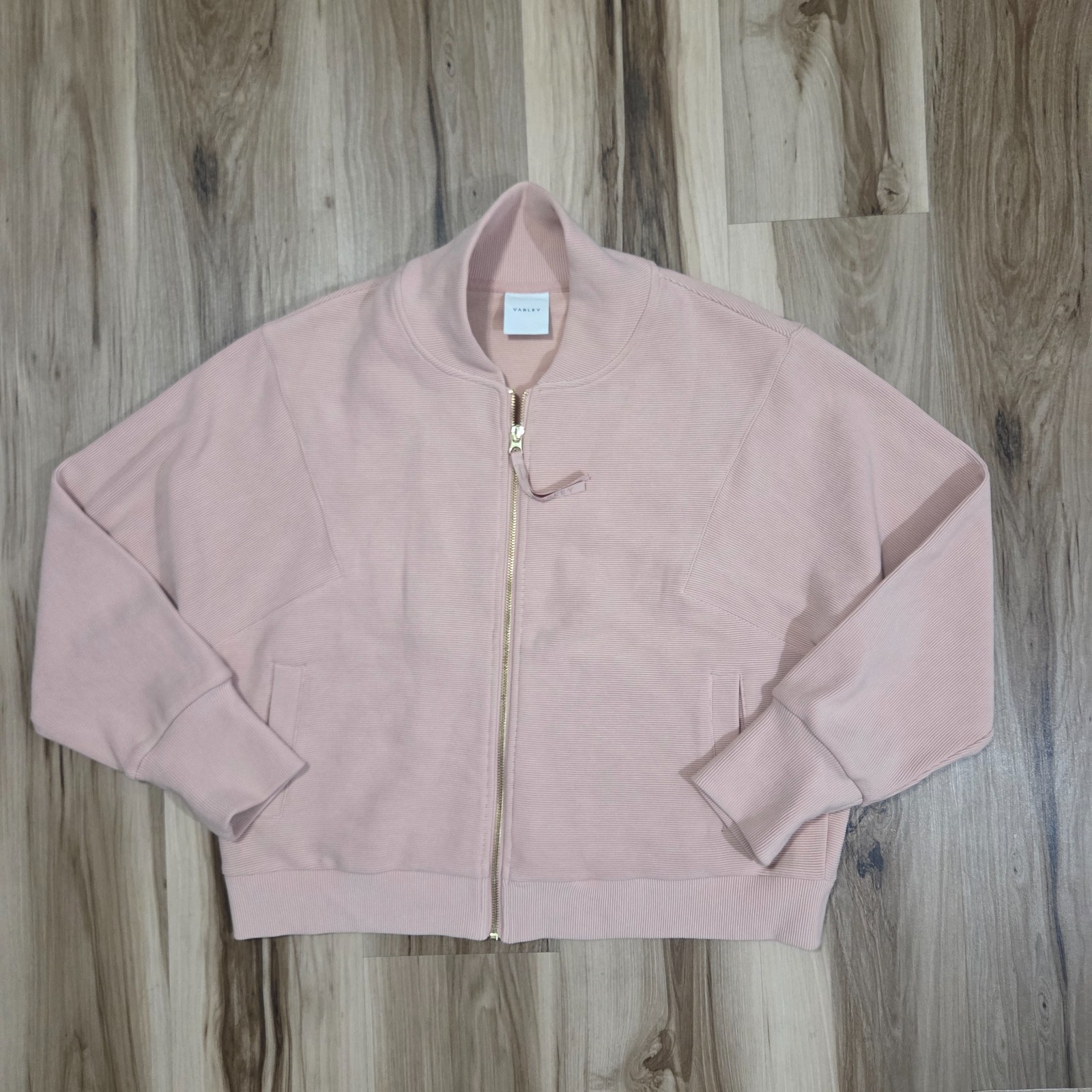 Varley Alia Zip Through Jacket in Mahogany Rose Womens Large Rib