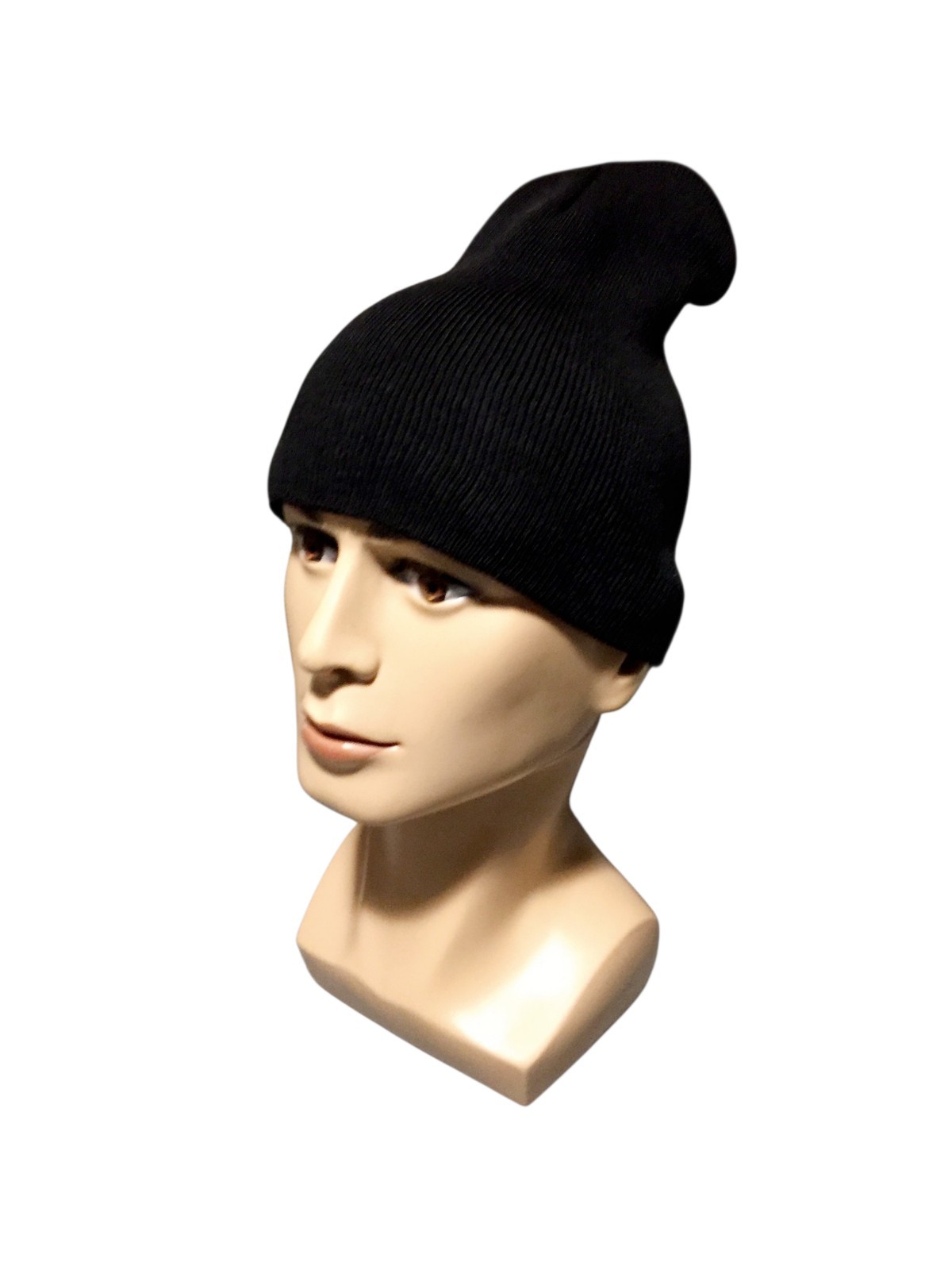 8.5in Beanie UltraSpun Heavy Weight Polyester Knit Hat Skull Cap Black USA MADE