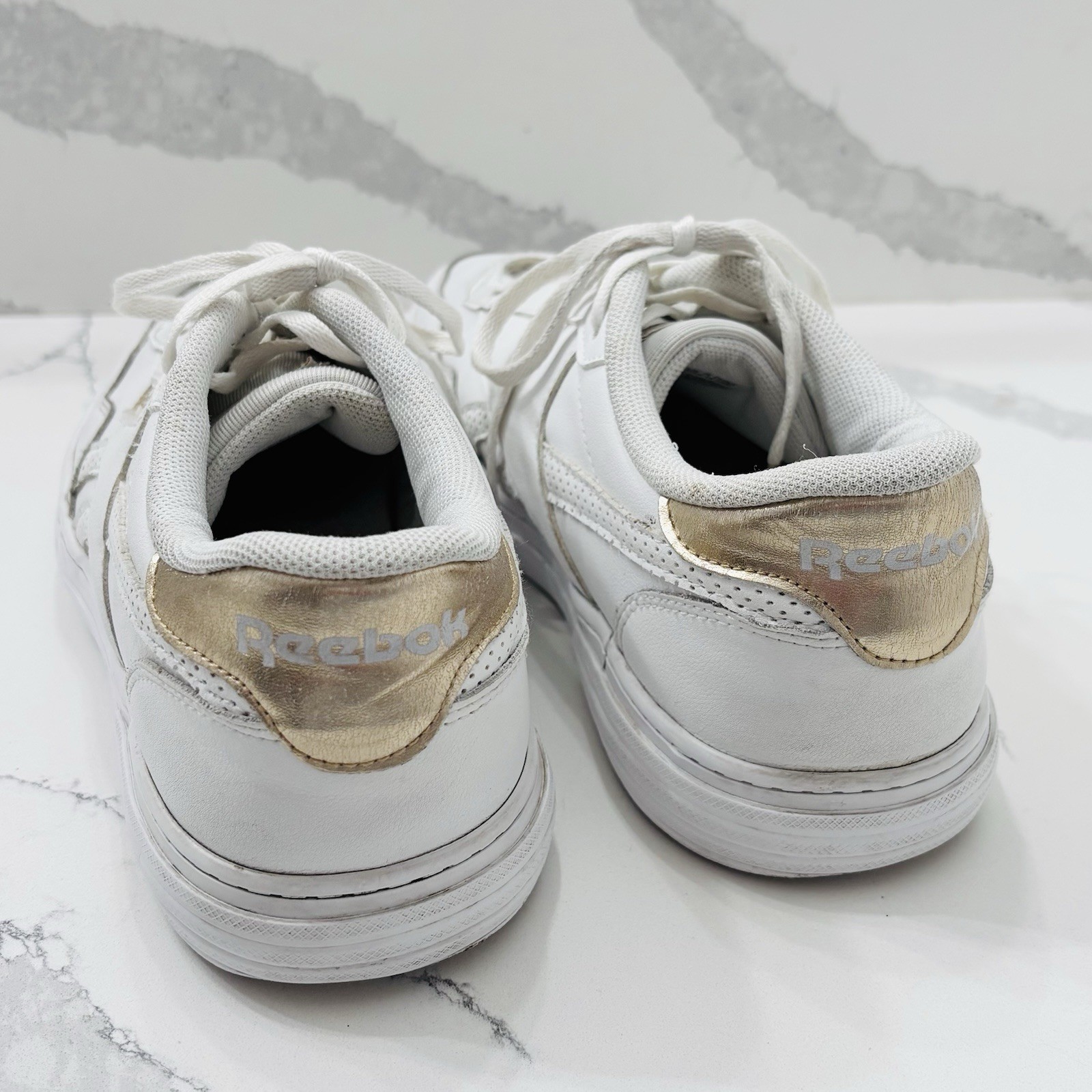 Reebok Women’s 10 Classic Club C 85 White Gold Fashion Sneakers