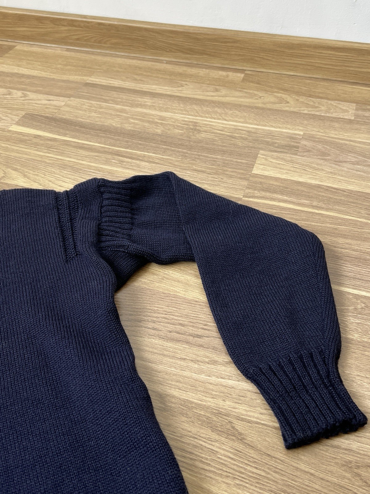 Le Tricoteur Guernsey Jumper Style Small Navy Pure British Wool Fisherman