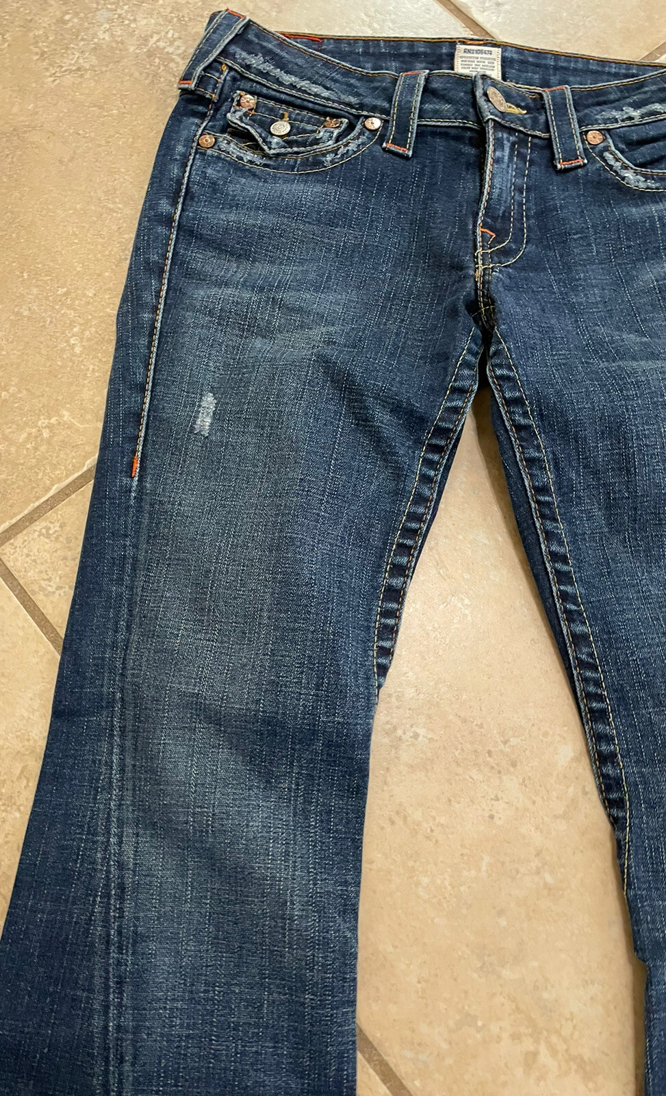 True Religion Jeans Bridget Stone & Tint Low Rise Made In USA 29 Twisted Flare
