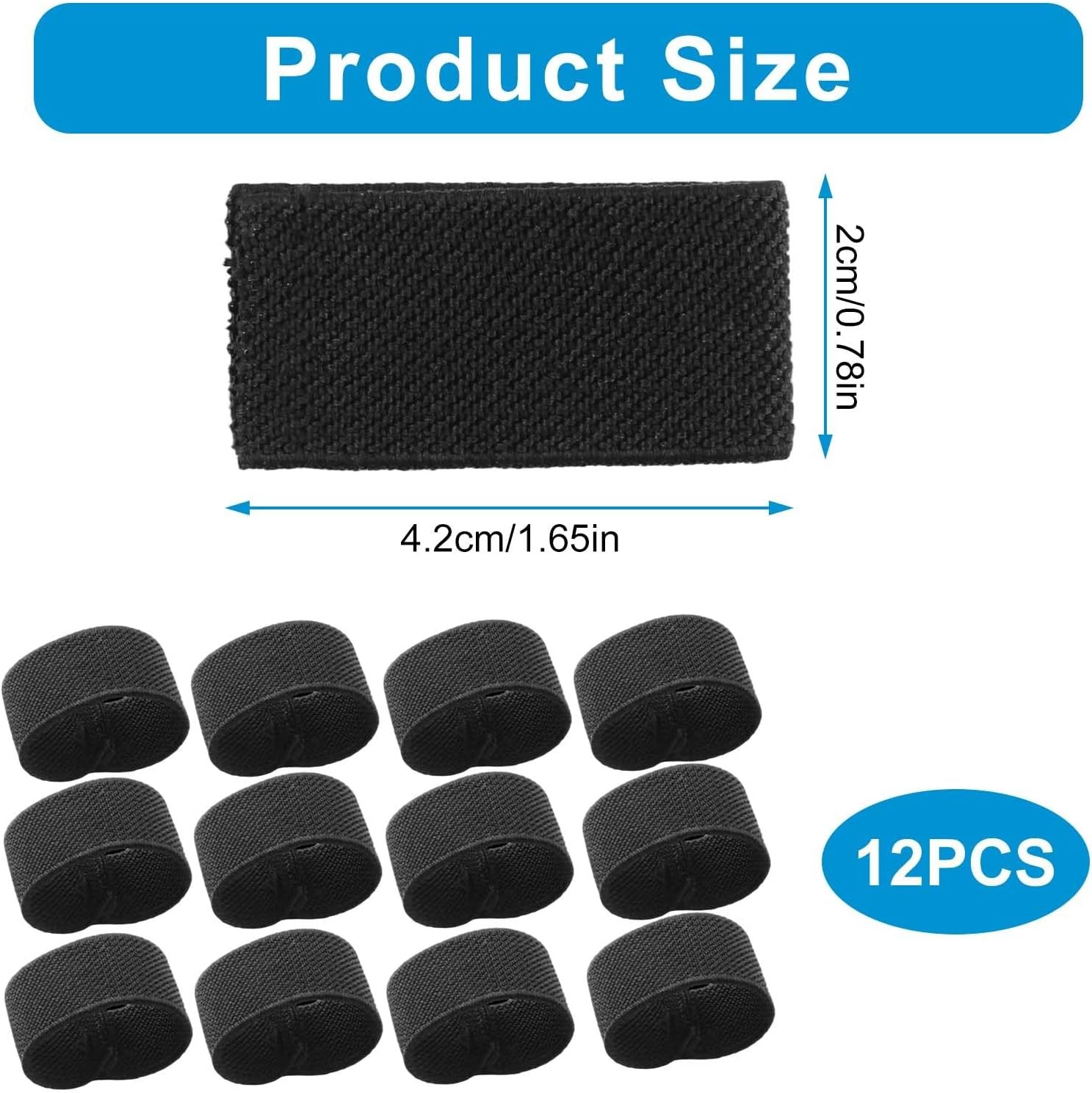 12 Pack Elastic Tactical Web Belt Keepers for Backpack Straps, Belt Loop Holder