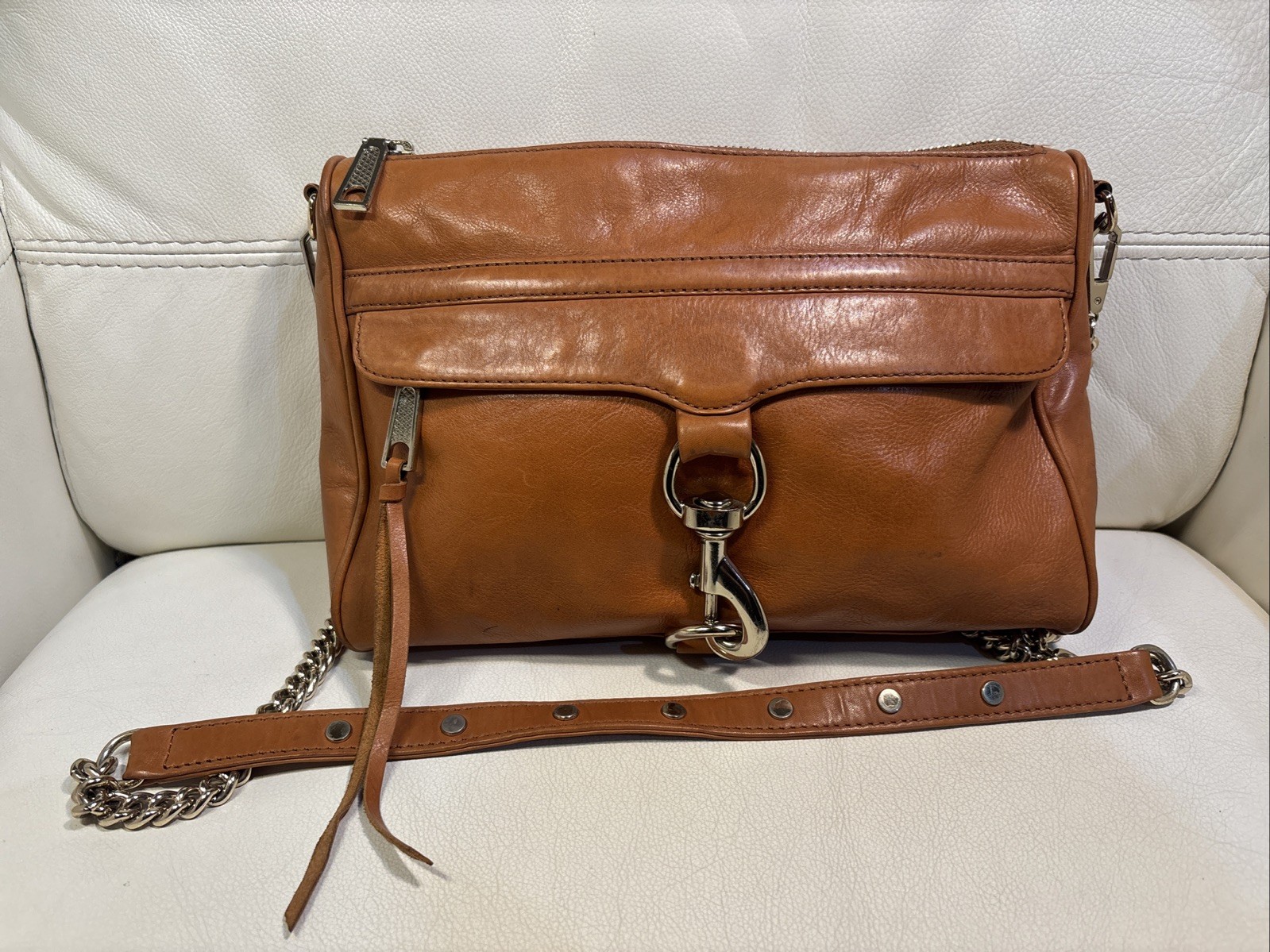 Rebecca Minkoff Leather Shoulder Bag Brown Chain Crossbody