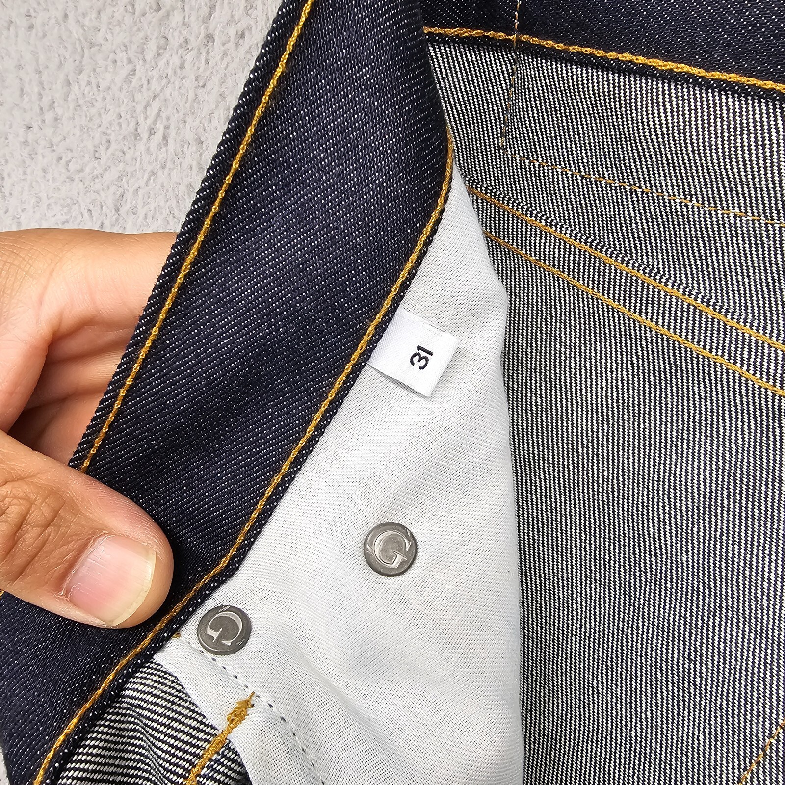 Gustin Selvedge Jeans Mens 31×34 Blue Dark Wash Denim Skinny Button Fly USA