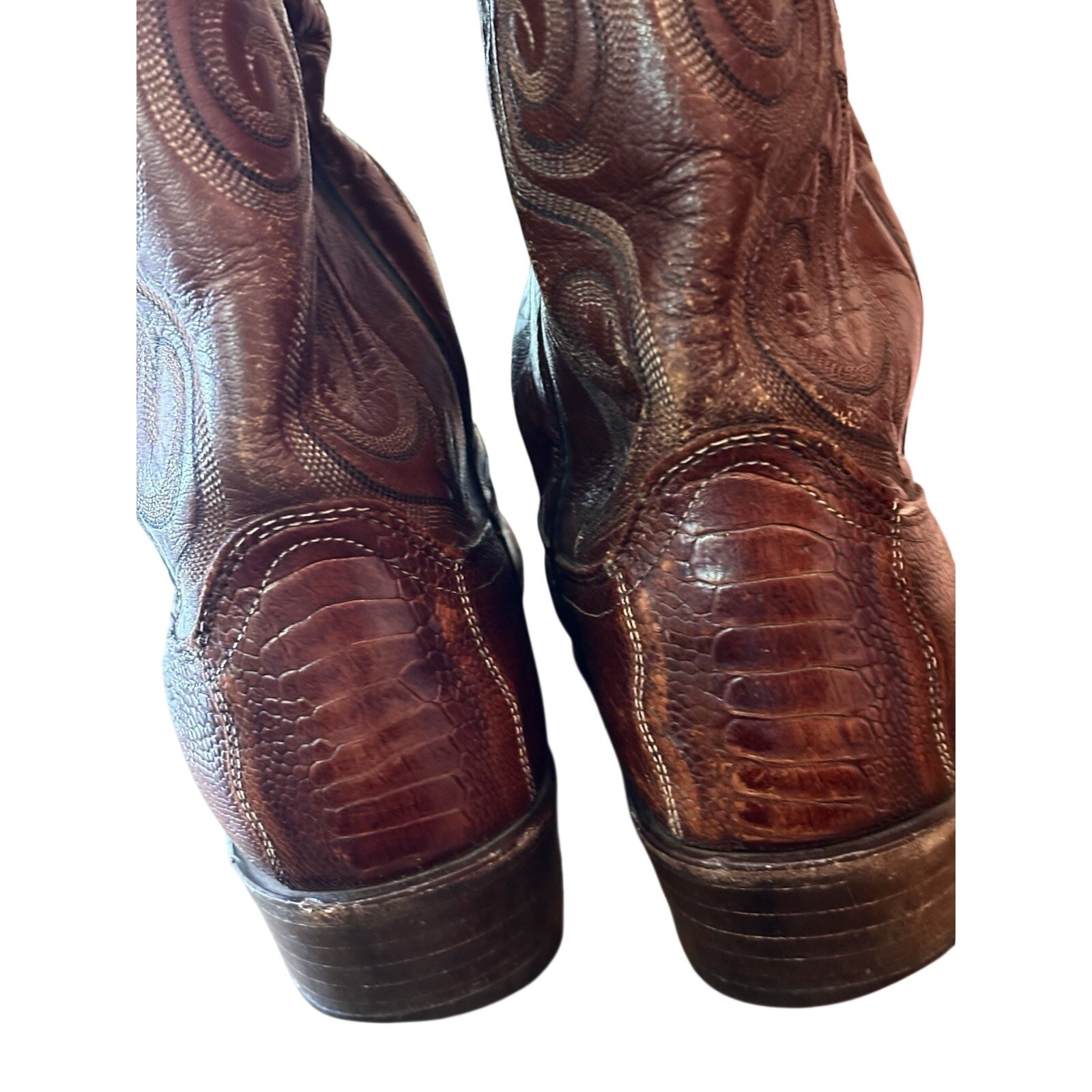Dan Post Vintage Men’s Cowboy Boots Sz 8.5 EW Ostrich Leather Western Horses