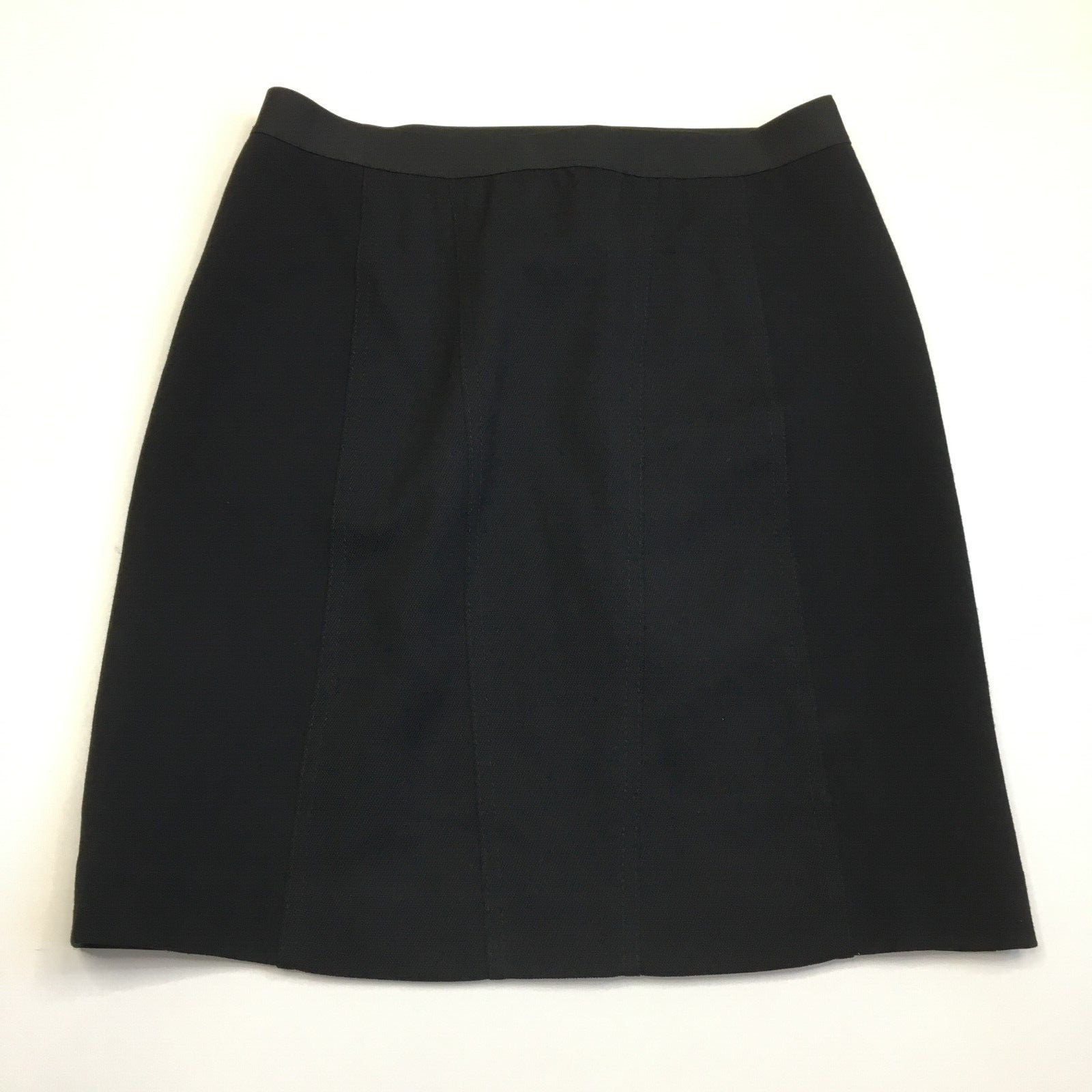 THEORY Black Textured/Solid Fabric Wool Blend Waistband Trim Skirt Womens sz 2