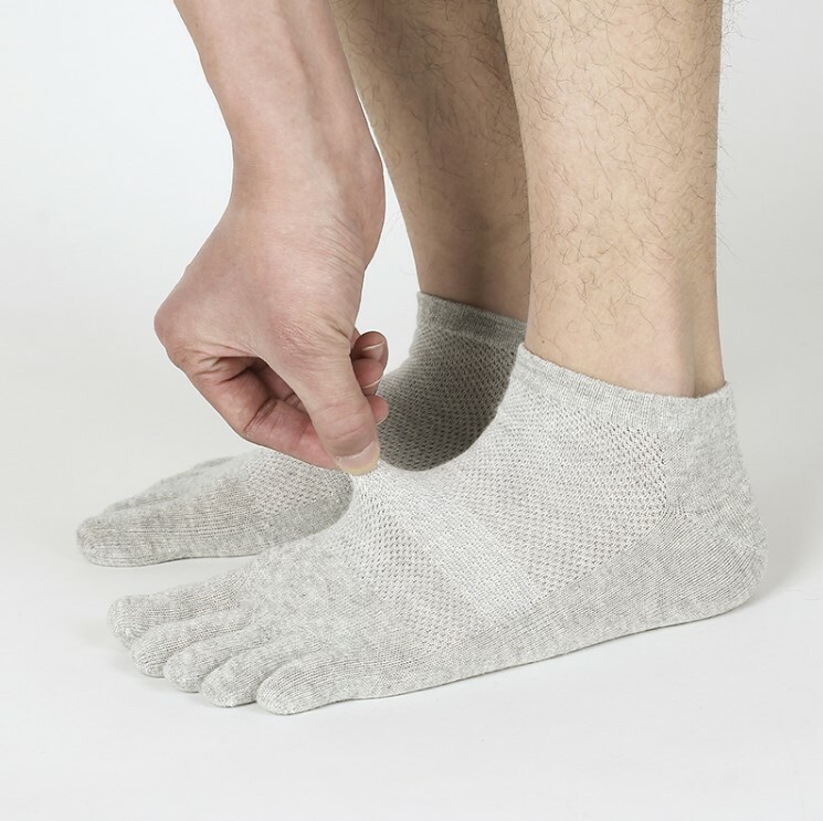 6Pair Men Low Cut Five Finger Toe Casual Breathe Sport Combed Cotton Ankle Socks