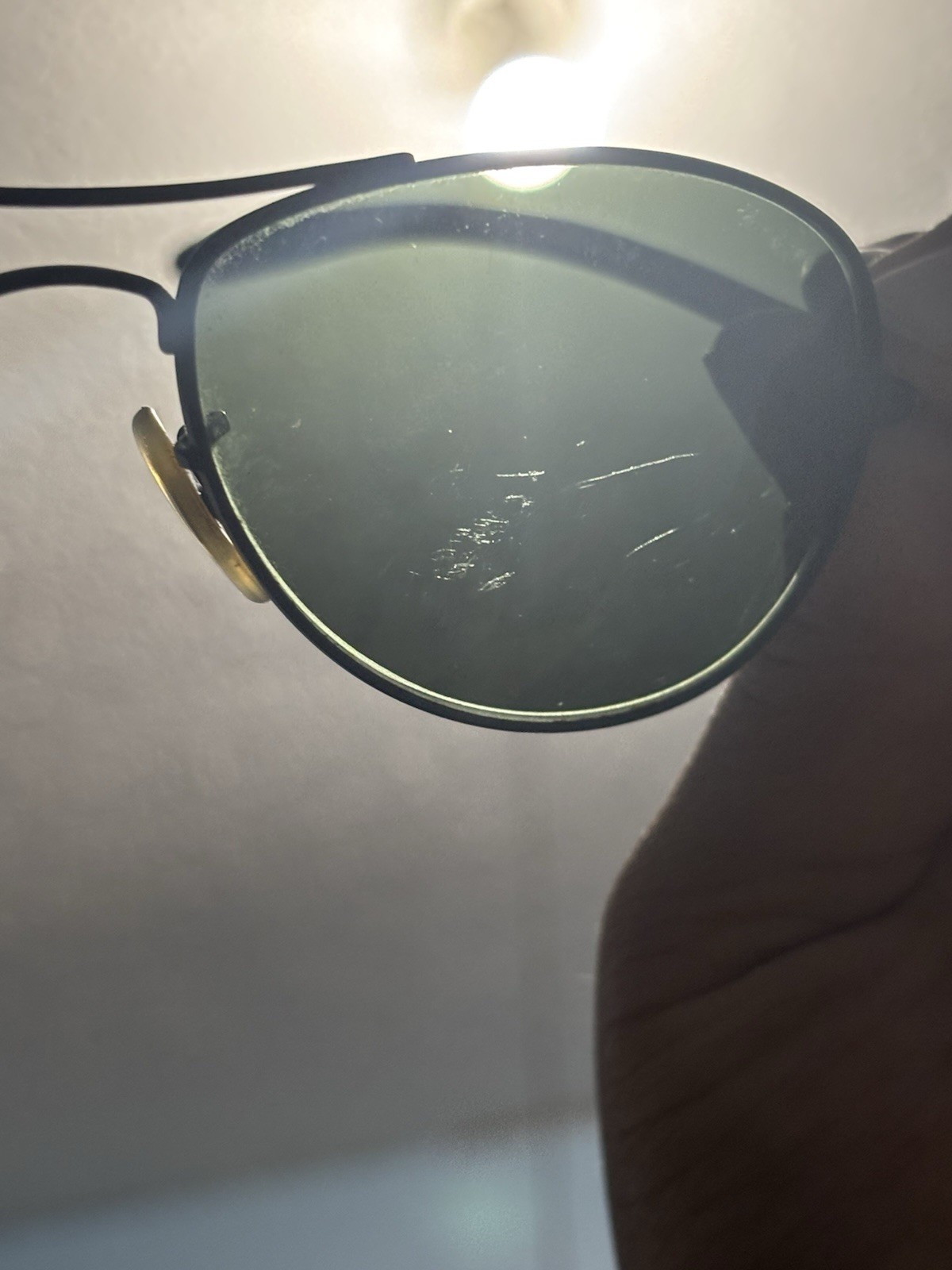 Ray-Ban RB8301 Aviator Sunglasses Polarized Green Glass Lenses Black Metal