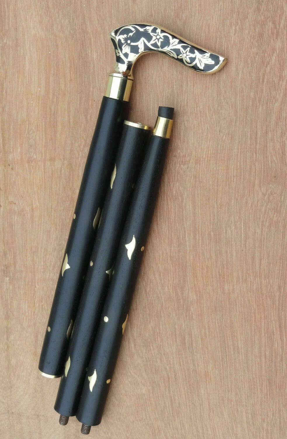 Vintage Brass Handle Victorian Wooden Walking Stick Canes Antique Designer Gift.
