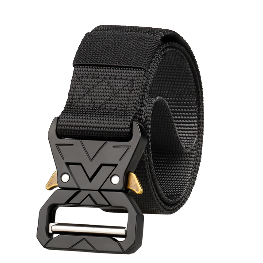 Men’s Nylon Tactical Belt Quick Release 1.5 in Buckle Webbing Waistbelt Black