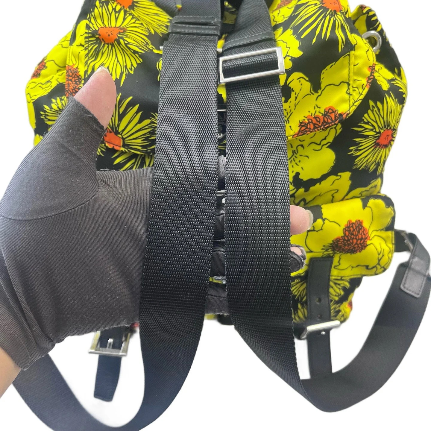 Prada Backpack Yellow Black Tessuto Nylon (sa053126d7r)