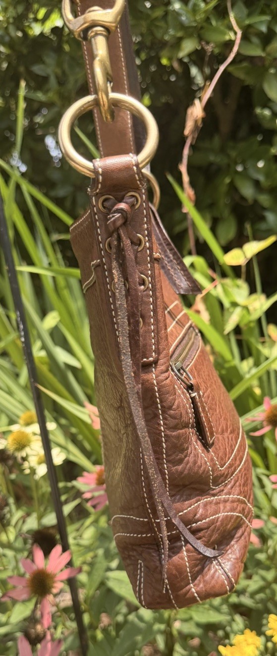 COACH 10398 Vintage Shoulder Bag Ziplock Leather Brown Gold Hardware