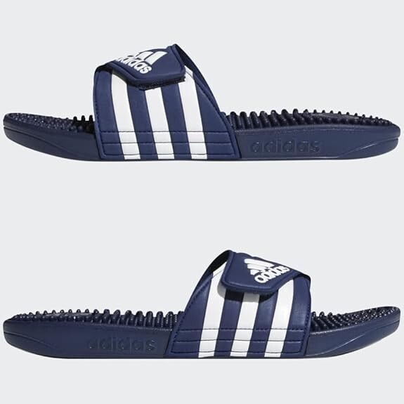adidas Adult Unisex Adissage Sandal Run Dark Blue/White/Dark Blue Multi Size