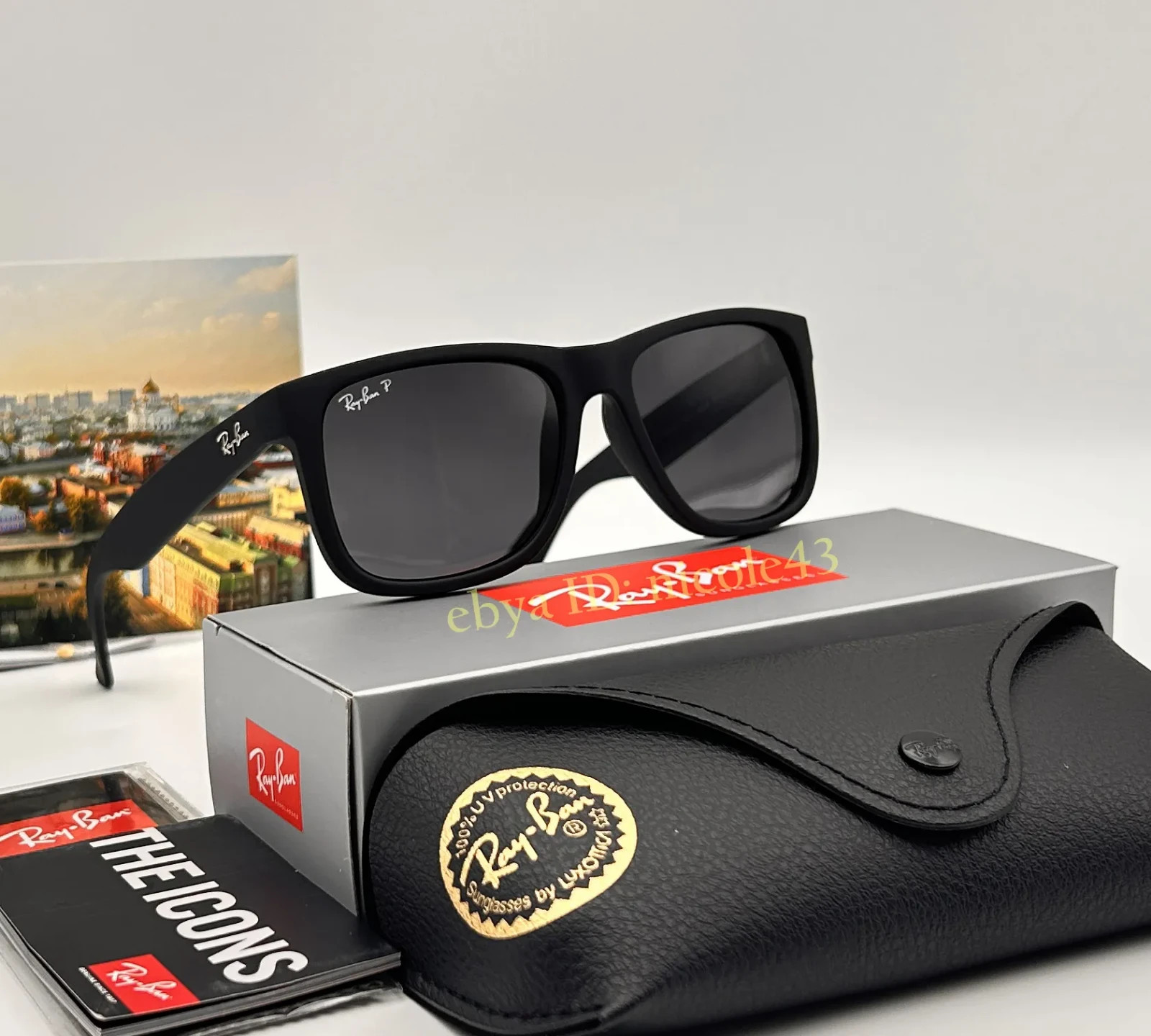 Ray-Ban RB4165 Justin 622/2V Polarized Sunglasses Matte Black/Grey 100% UV 54mm