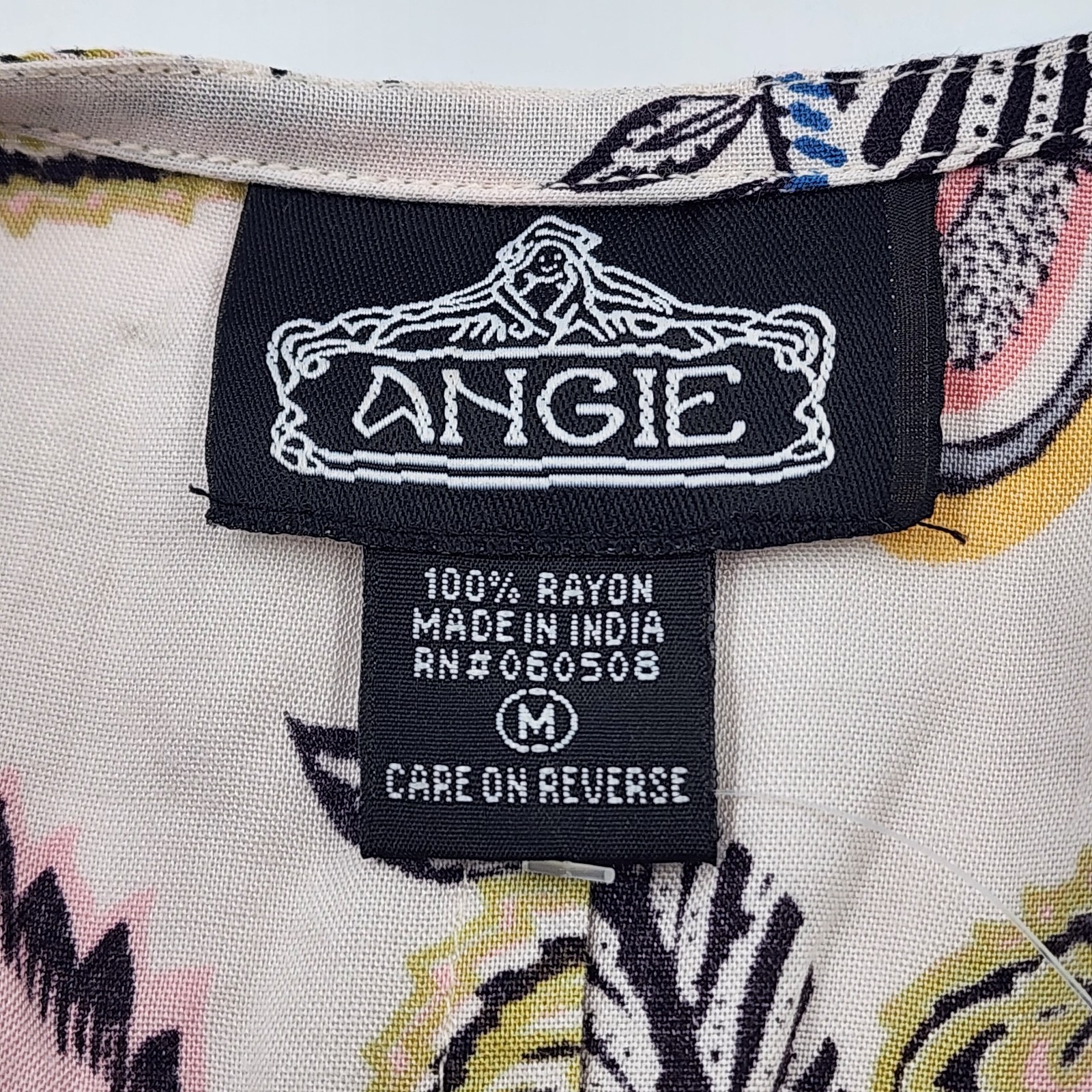 Angie Medium Boho Floral Paisley Tie Front Crop Top Smocked Waist Blouse New