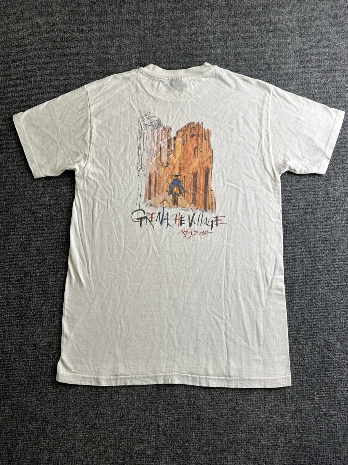 Mens 1996 Ralph Steadman Bonny Doon Grenache Village Art T-Shirt, Size M