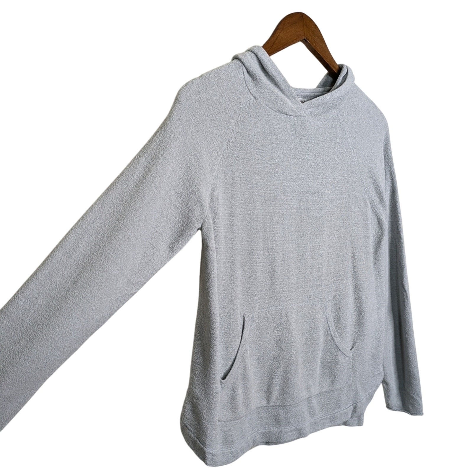 Barefoot Dreams CozyChic Ultra Lite Ribbed Cuff Hoodie Sweater Small Gray