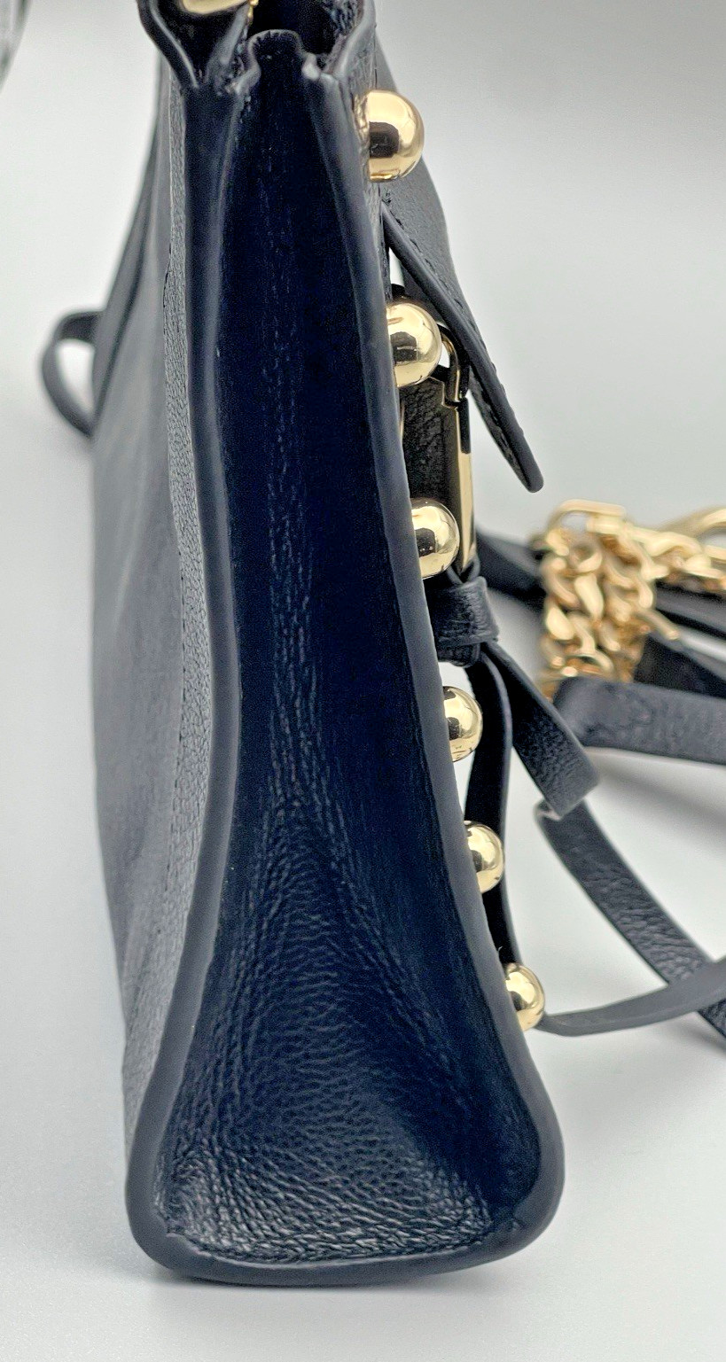 Rebecca Minkoff Women’s M.A.B. Crossbody Gold Studs Pebbled Black Leather Purse