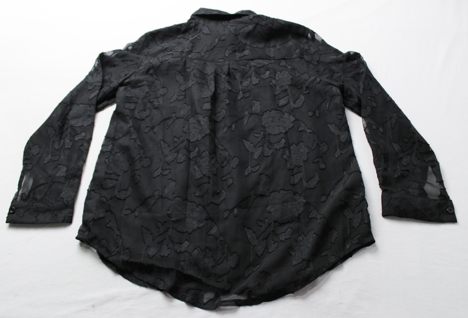 Pretty Garden Women’s L/S Floral Embroidered Button Down Shirt AP2 Black Large