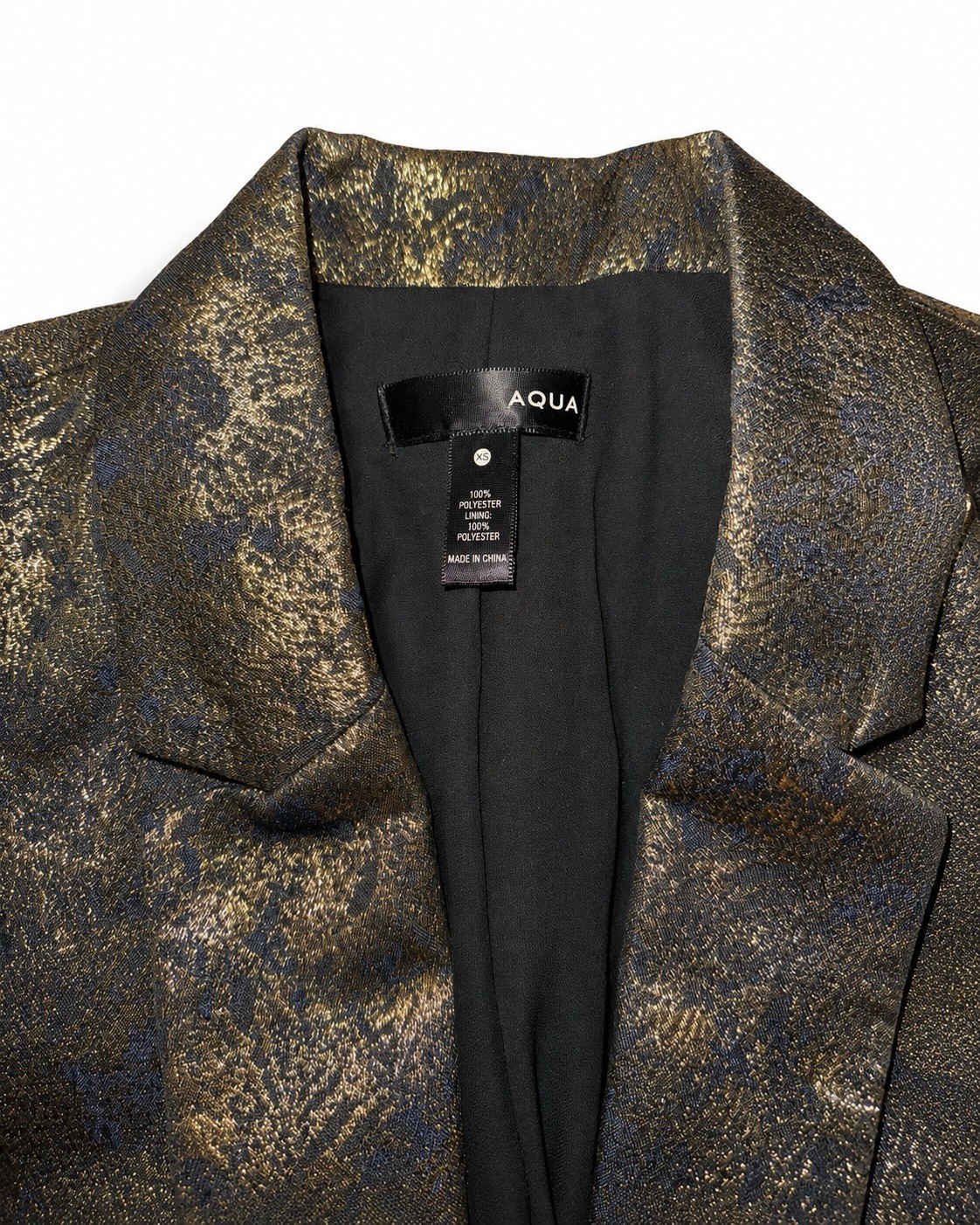 AQUA Gold Black Metallic Brocade Blazer Women’s XS Lined Party Jacket