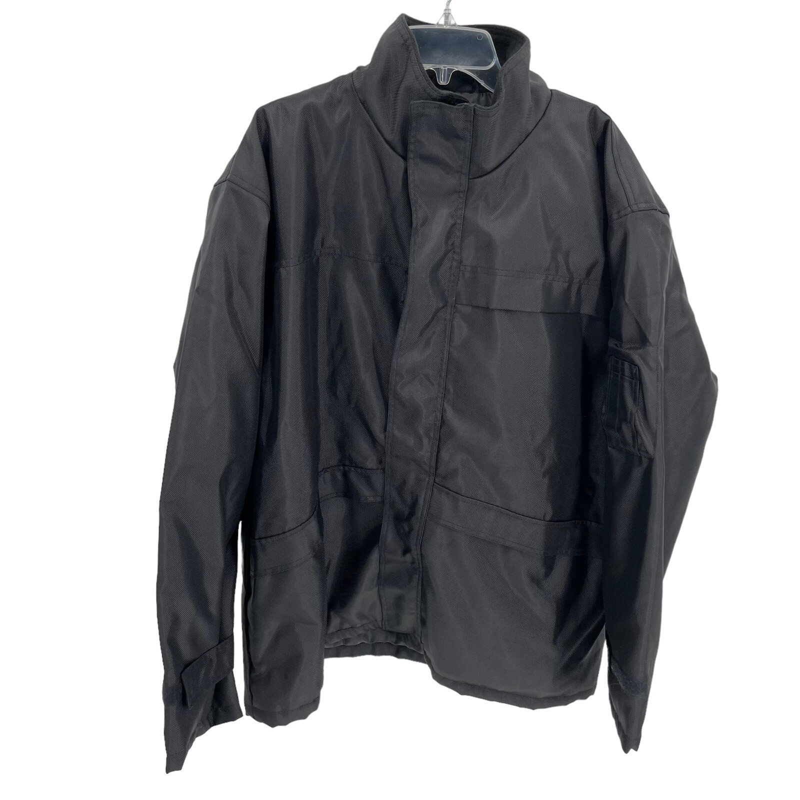 Mil-Tec Brand Men’s Size XL Tactical Jacket Rain Coat Black Hooded Pockets