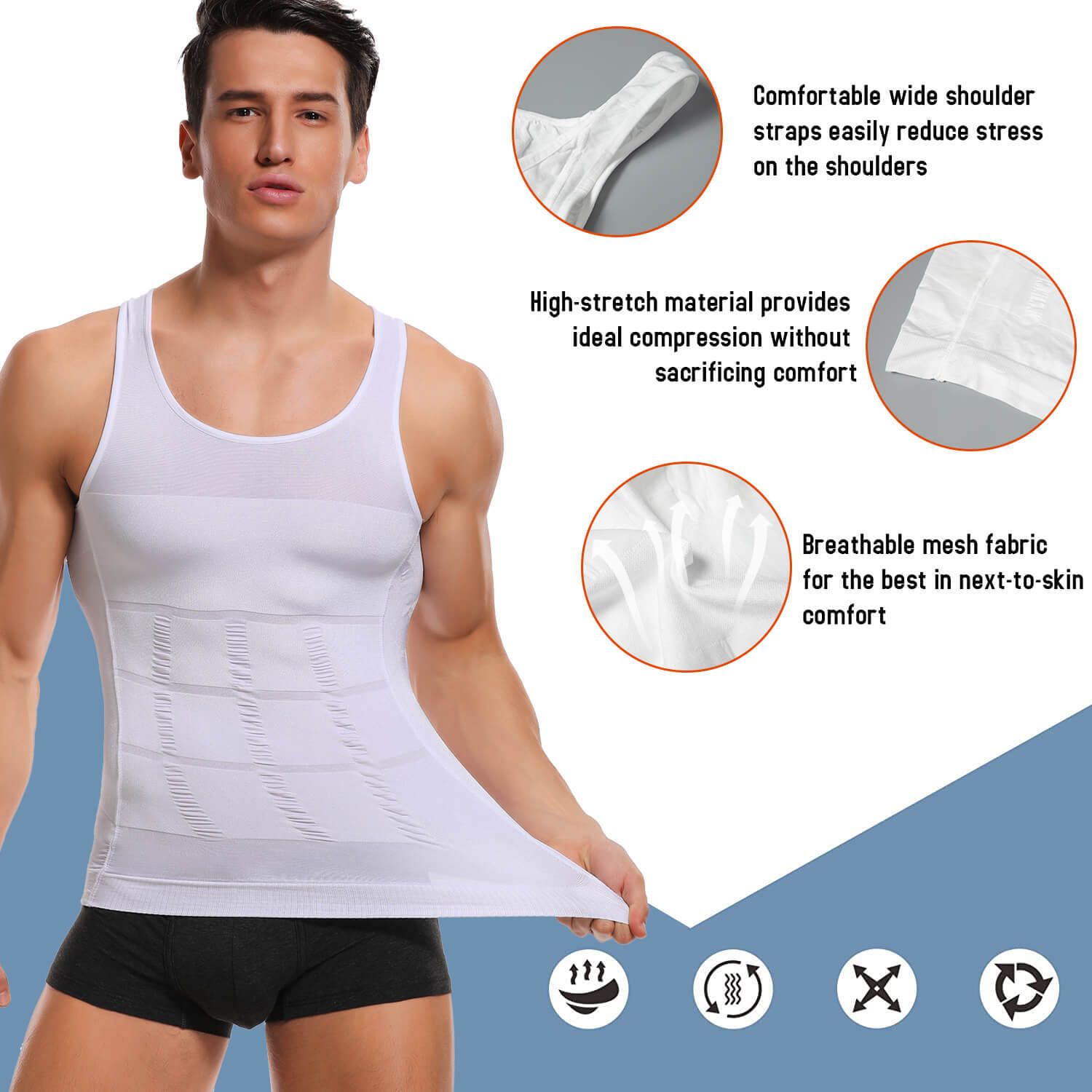 1-3 Pack Compression Shirts for Men Slimming Body Shaper Vest Fajas para Hombres
